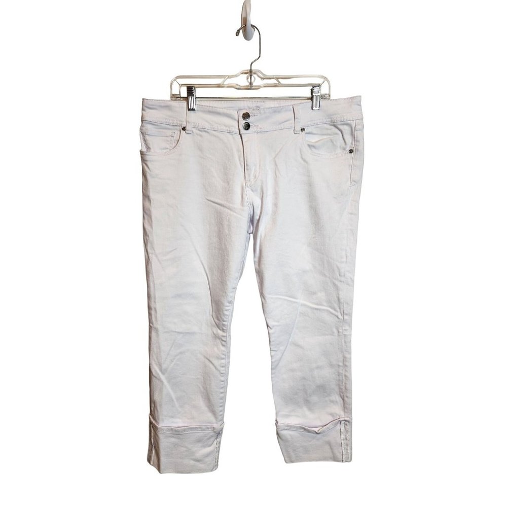Kut From the Kloth Cameron Straight Leg Capri size 16 White Wide Leg Cuff